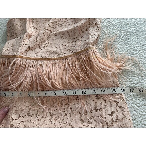 ENDLESS ROSE Sleeveless Lace Sheath Open Back Feather Waist Mini Dress Peach S - Picture 7 of 11